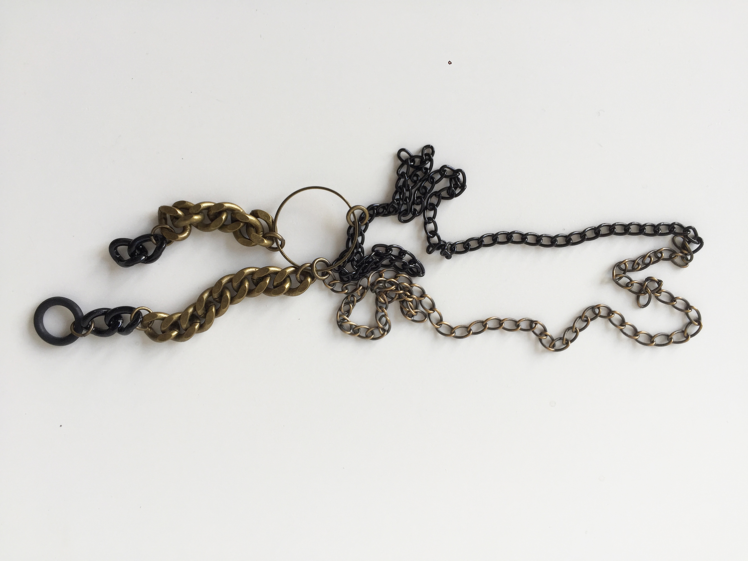 antique brass and black metal necklace — Inna B Projects